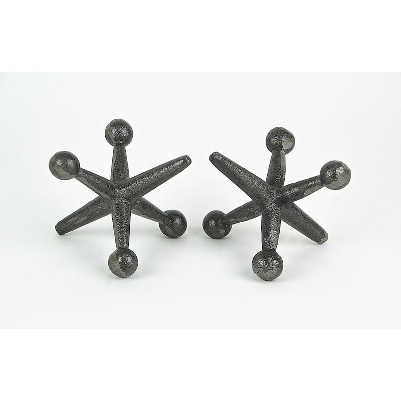 Zeckos Cast Iron Giant Jack Bookends Or Door Stops (Set Of 2) - 3.75 X 4.75 X 4.5 inches