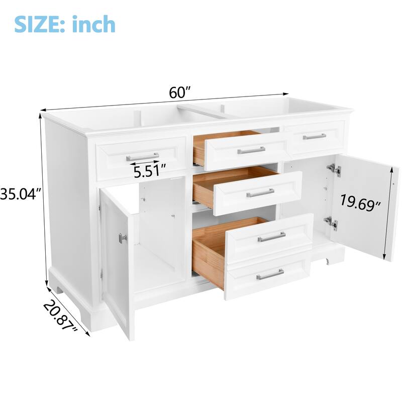 Nephelily 48" 60" 72" Vintage Uni-Vanity Bathroom Cabinet, Tall Drawer