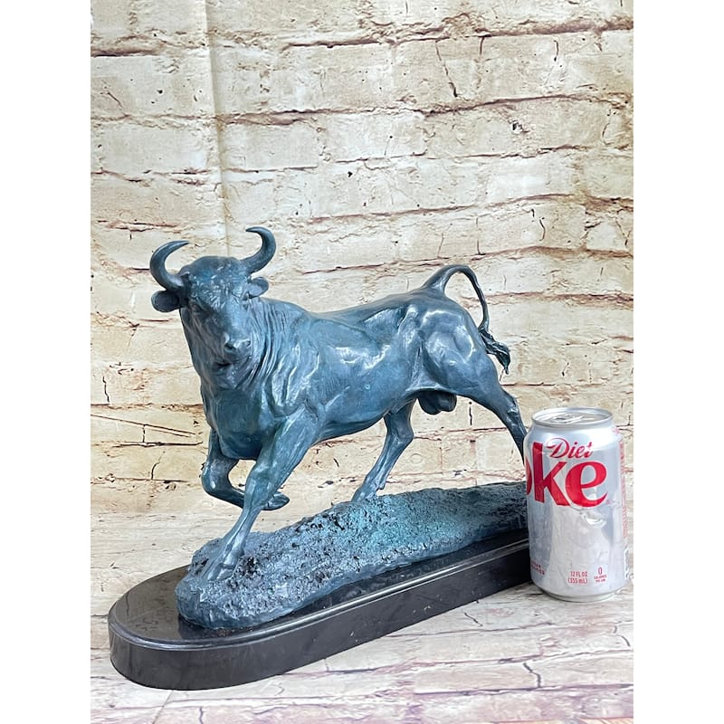 Wall Street Bull Green Patina Bronze Statue Sculpture Figure Stock Market 11 Inches X 16 Inches