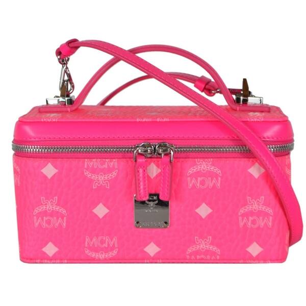 Shop Mcm Neon Pink Mini Rockstar Visetos Vanity Case W Crossbody