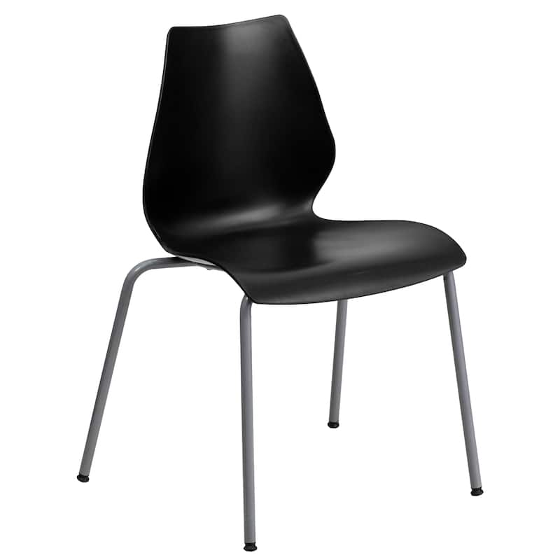 HERCULES Series Stack Chair with Lumbar Support and Silver Frame