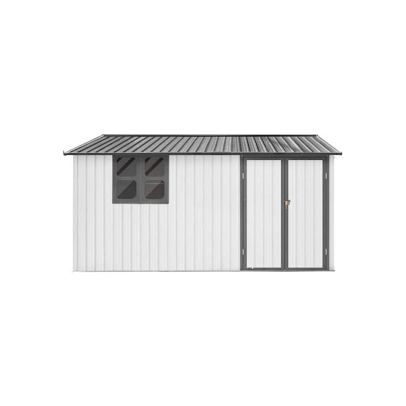 Outdoor 12 x 10 ft. Metal Storage Shed with Window and Vents and Hinged Door and Padlock