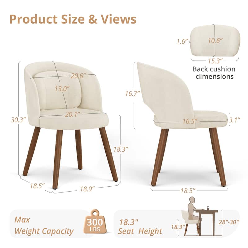 Linen Dining Chairs Set of 2/4/6 with Solid Wood Legs, Modern Kitchen Chairs with Lumbar Pillow for Dining Room Beige