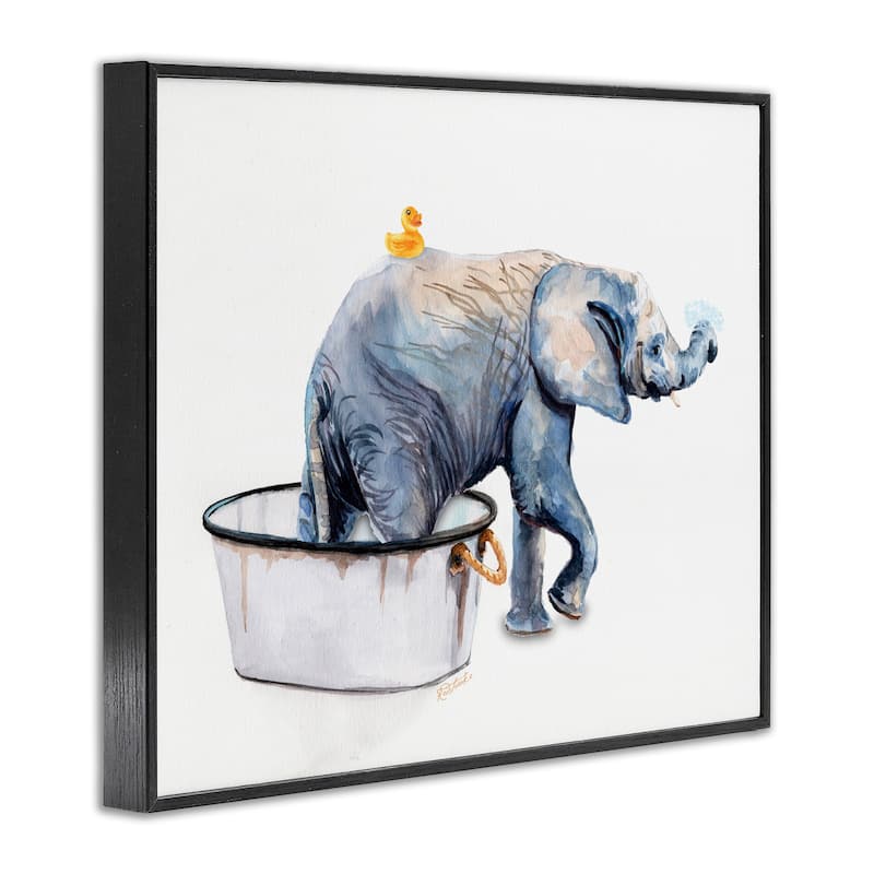 Stupell Charming Rustic Elephant In Bubble Bath Painting Framed Wall Art