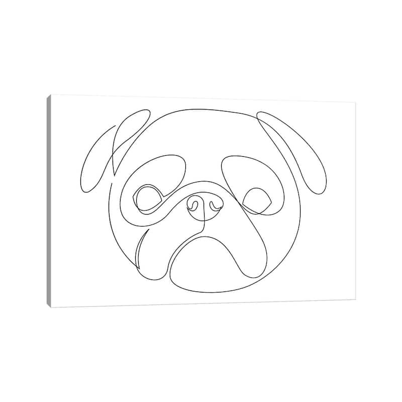 iCanvas "Pug - One Line Dog Portrait" by Addillum Canvas Print