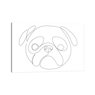iCanvas "Pug - One Line Dog Portrait" by Addillum Canvas Print