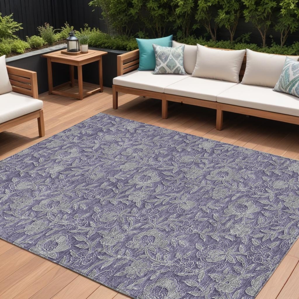 HomeRoots Floral Transitional Rectangle Outdoor Rug