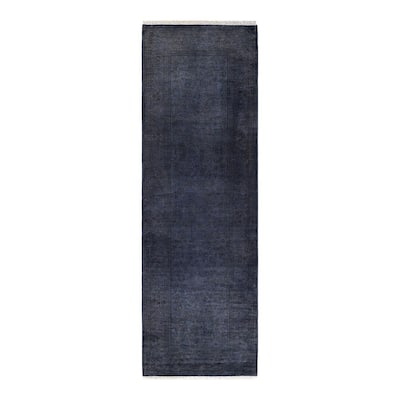 Overton Hand Knotted Wool Vintage Inspired Modern Contemporary Overdyed Gray Area Rug - 2' 7" x 8' 1"