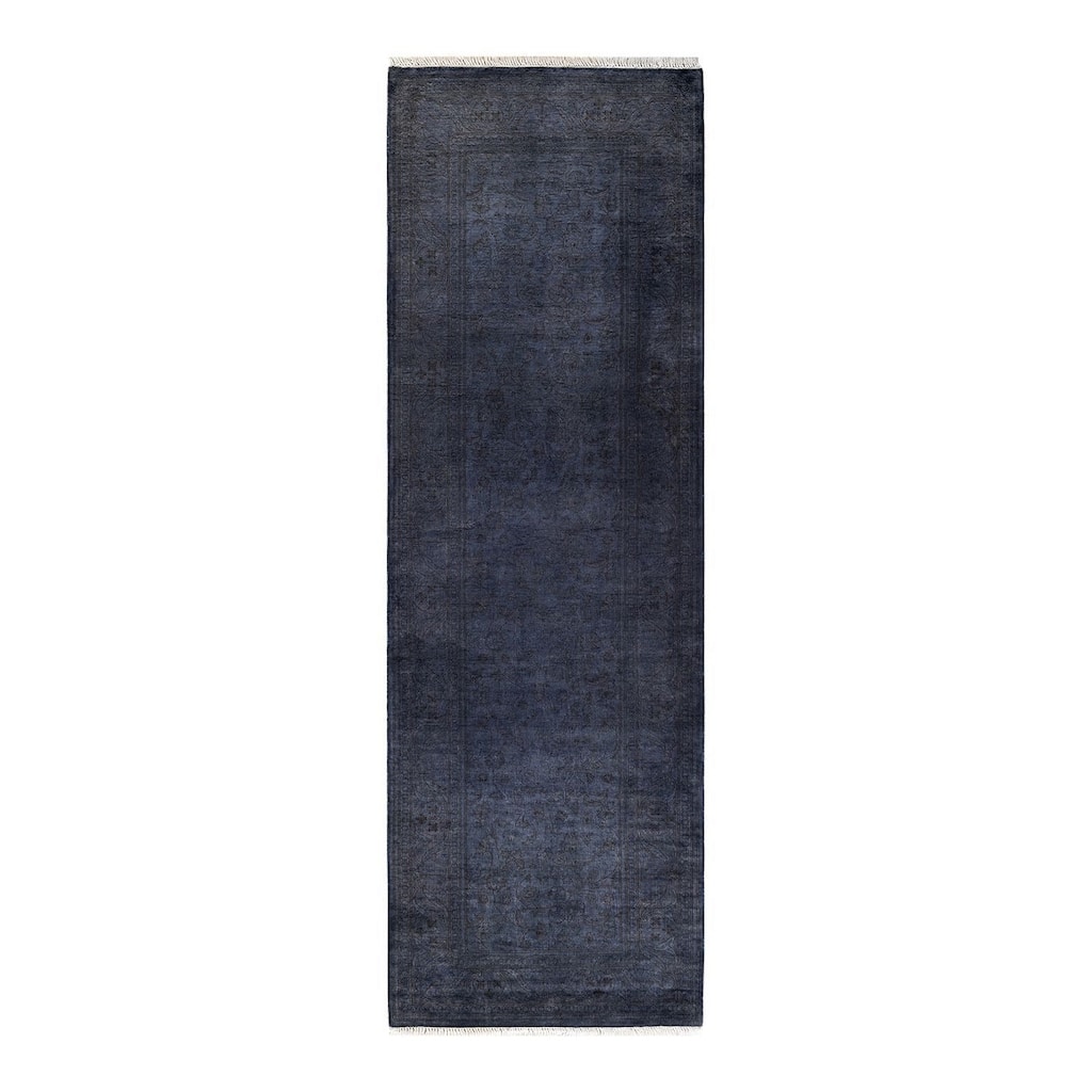 Overton Hand Knotted Wool Vintage Inspired Modern Contemporary Overdyed Gray Area Rug - 2' 7" x 8' 1"