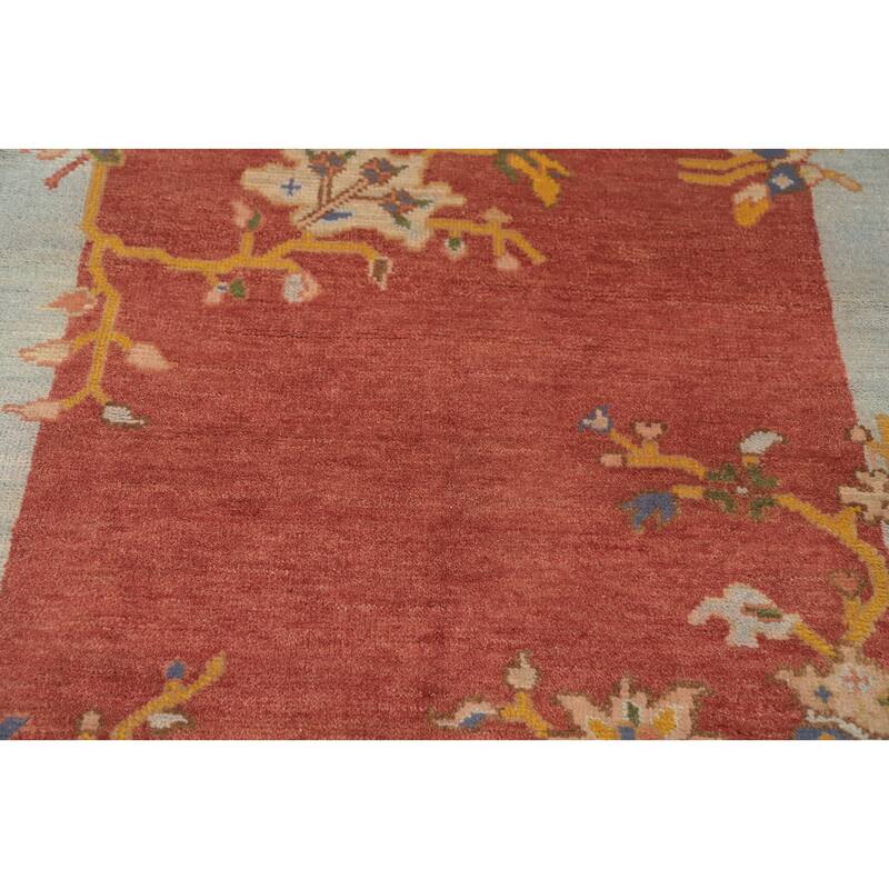 Hand-knotted Traditional Wool Orange Floral Area Rug Oriental Carpet - 5' 10'' X 4' 0''