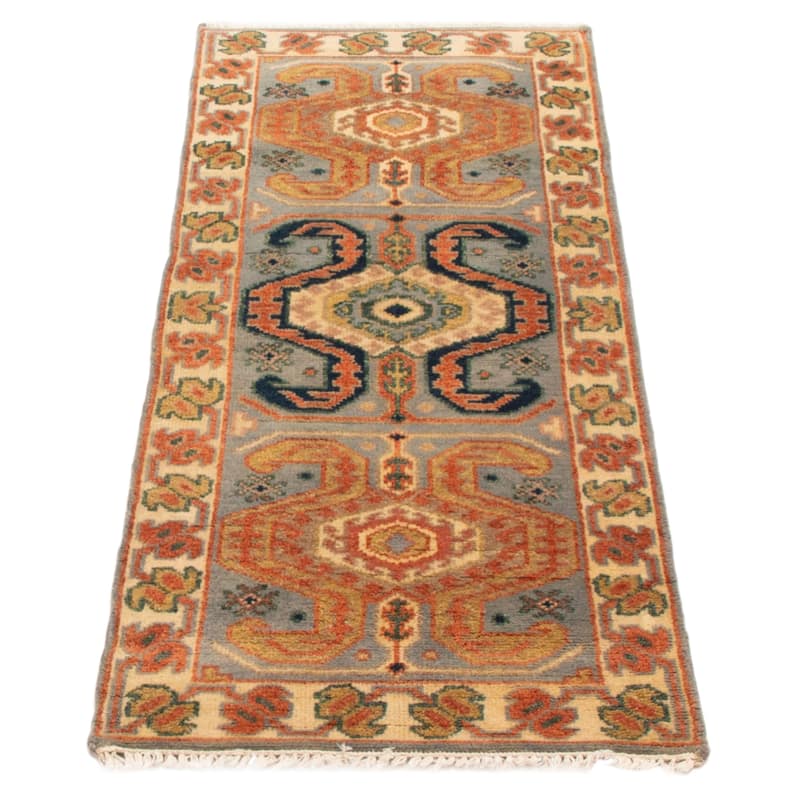 ECARPETGALLERY Hand-knotted Jules Serapi Grey Wool Rug - 2'5 x 6'1