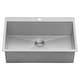 preview thumbnail 12 of 11, Ruvati 33" x 22" Drop-in Topmount 16 Gauge Zero Radius Stainless Steel Kitchen Sink Single Bowl - RVH8000 - 33" x 22"