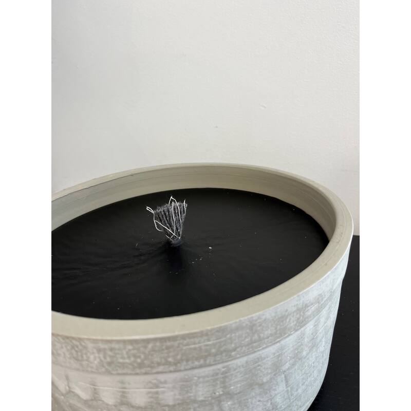 Terracotta Outdoor Bowl Grey Aged Candle Dia 11" - GREY