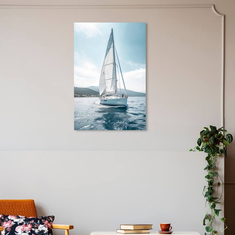 Wynwood Studio Canvas Transportation Sea Life Pleasures Blue and Nautical & Coastal Wall Art Canvas Print