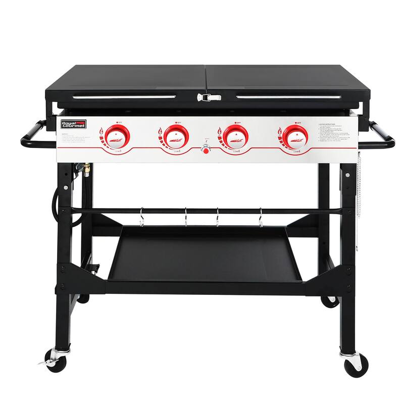 Royal Gourmet 4-Burner Propane BBQ Grill Griddle with Top Cover Lid