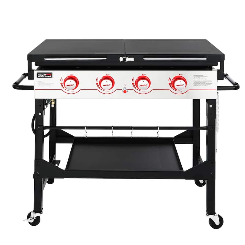 Royal Gourmet 4-Burner Propane BBQ Grill Griddle with Top Cover Lid