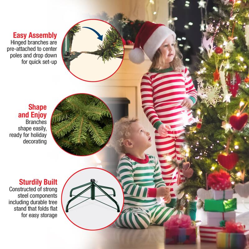 National Tree Company 9 ft. Feel Real Jersey Fraser Medium Fir Hinged Tree, 1500 Clear Lights - 9 Foot