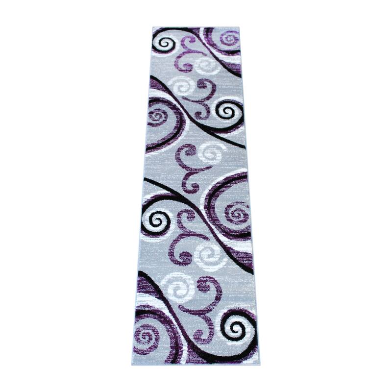 Modern Distressed Swirl Abstract Style Indoor Area Rug
