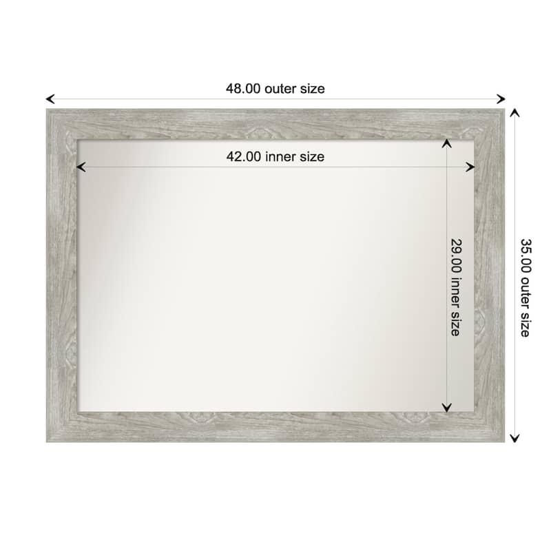 Dove Greywash Framed Non-Beveled Custom Wall Mirror, Bathroom Vanity Mirror - Outer Size: 48 x 35
