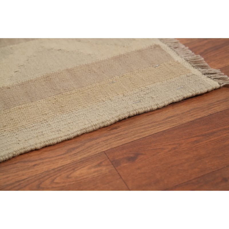 Hand Woven Oriental 100% Wool Carpet Southwestern Tribal Greys & Charcoal Kilim Area Rug - 9' 10'' X 6' 4''