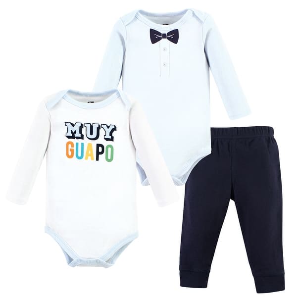 slide 1 of 1, Hudson Baby Infant Boy Cotton Bodysuit and Pant Set, Hola Ladies Long Sleeve Newborn - Hola Ladies Long Sleeve