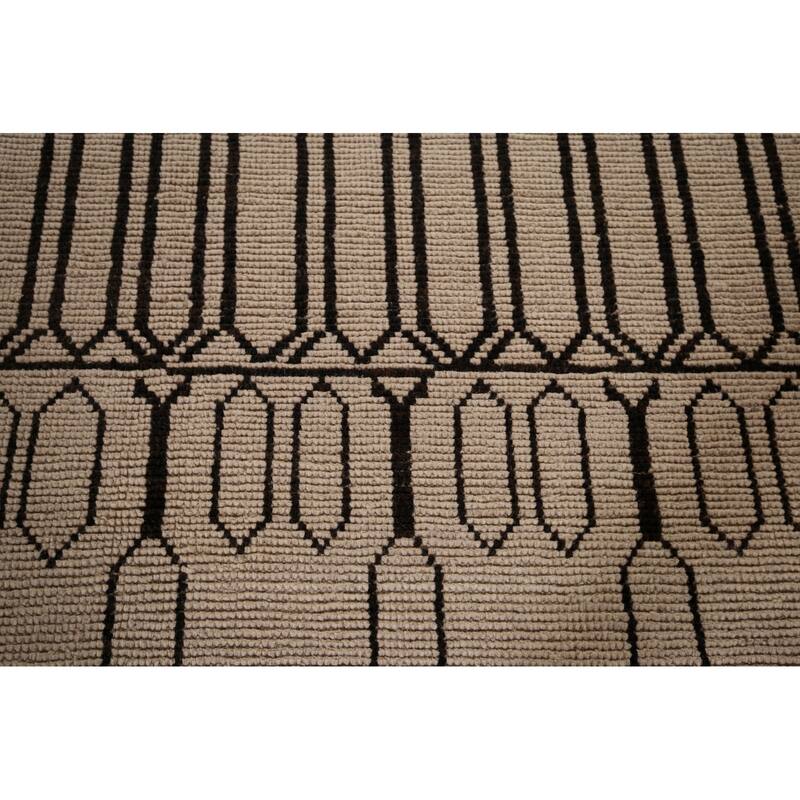 Moroccan Oriental Area Rug Hand-Knotted Contemporary Wool Carpet - 8'11"x 12'0"