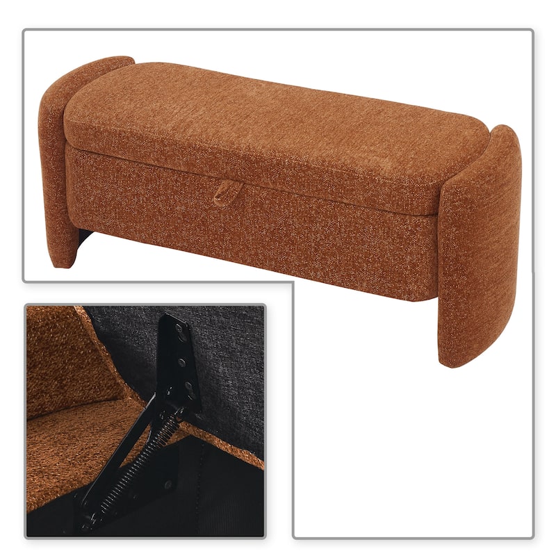 Minimalist Stylish Chenille Fabric Upholstered Storage Bench
