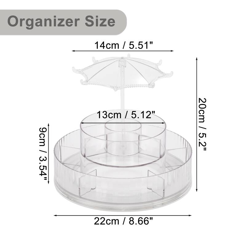 Rotating Makeup Organizer 360° Rotatable Cosmetic Display Case for Lotions Clear