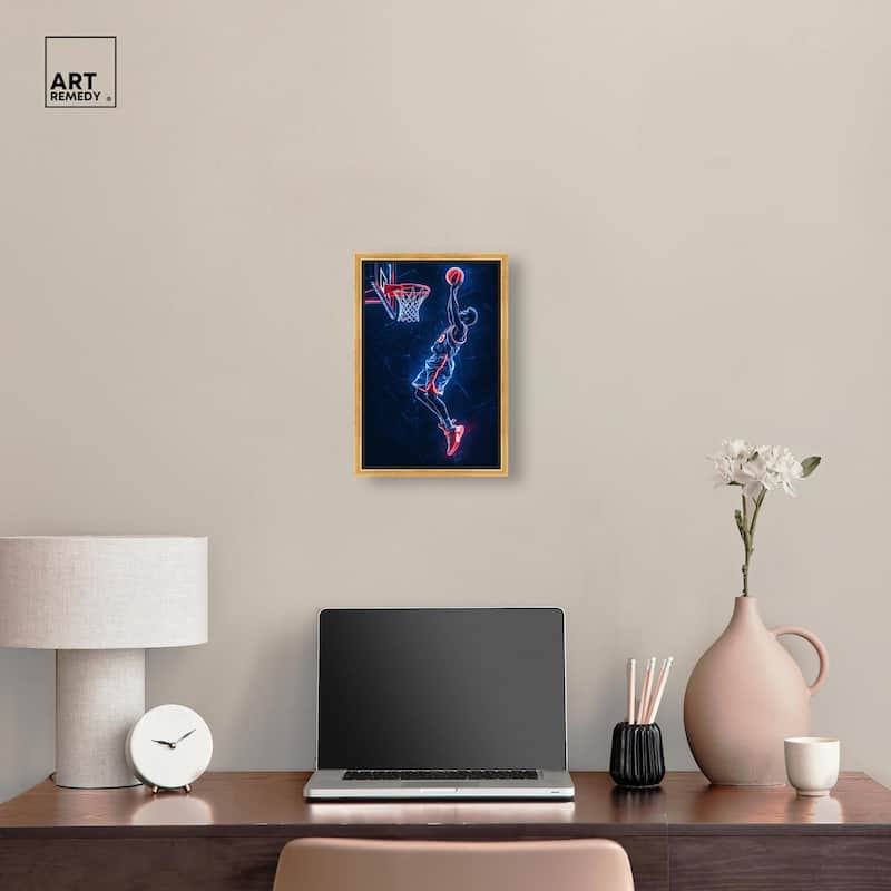 Shoot Some Hoops Neon Canvas by Art Remedy
