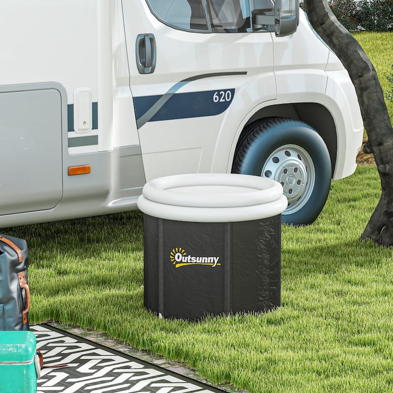 Outsunny Ice Bath Tub, Portable Cold Plunge Tub Outdoor with Thermo Lid, Cover and Carry Bag