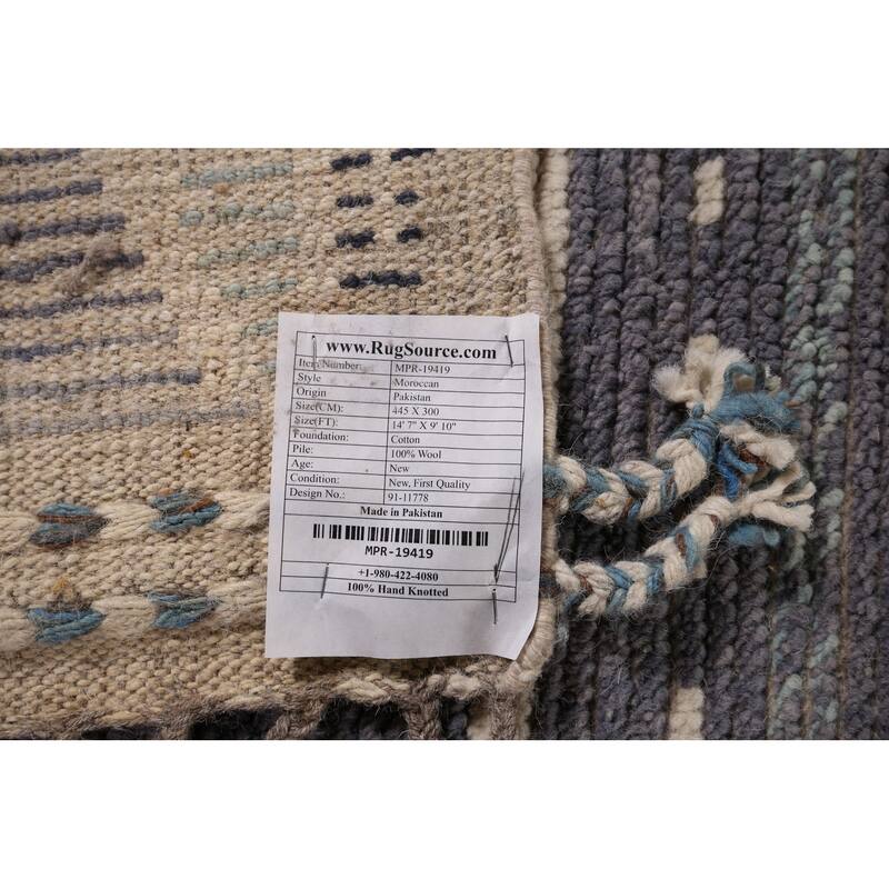 Abstract Moroccan Oriental Large Area Rug Handmade Wool Carpet - 9'10"x 14'7"