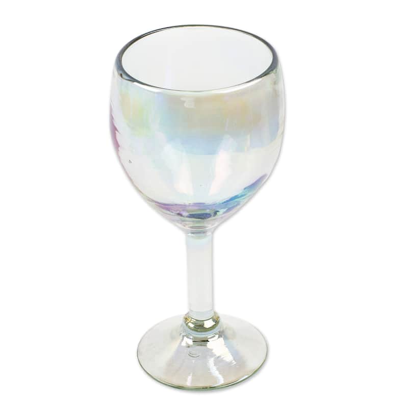 NOVICA Artisan Handblown Recycled Ecofriendly Wine Glasses Clear From Mexico Tableware Drinkware 'Ethereal Fineness'(Set Of 4)