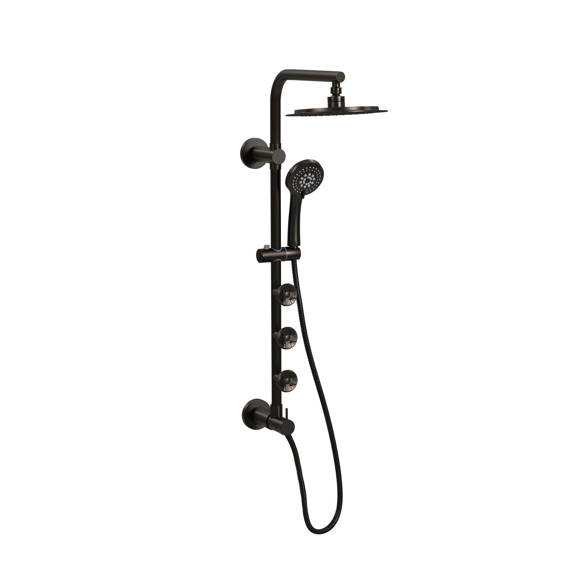 Lanai 8-in Rain Showerhead with 3-Body Jets Pivoting Shower Arm and Multi-function Handshower Oil Rubbed Bronze 1.8 GPM