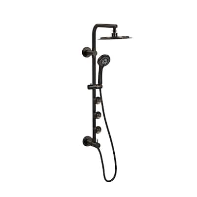 Lanai 8-in Rain Showerhead with 3-Body Jets Pivoting Shower Arm and Multi-function Handshower Oil Rubbed Bronze