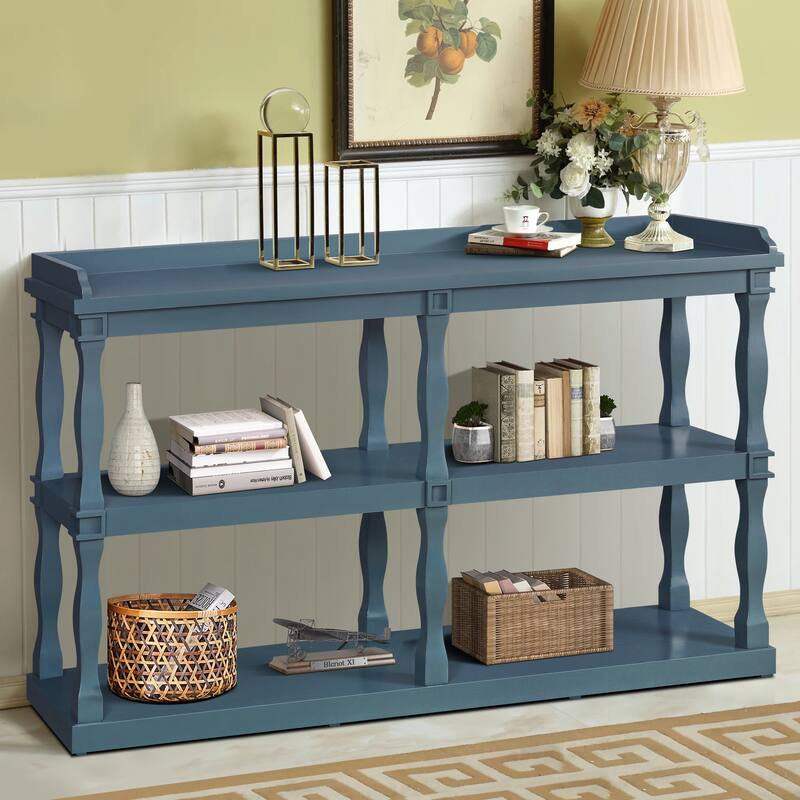 Console Table With 3-Tier Open Storage Spaces - Navy Blue