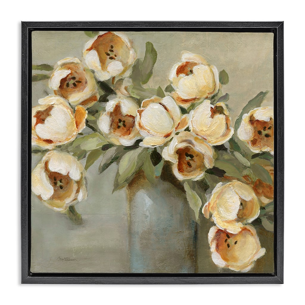Stupell Curved Flowers in Vase Framed Floater Canvas Wall Art Design By Carol Robinson