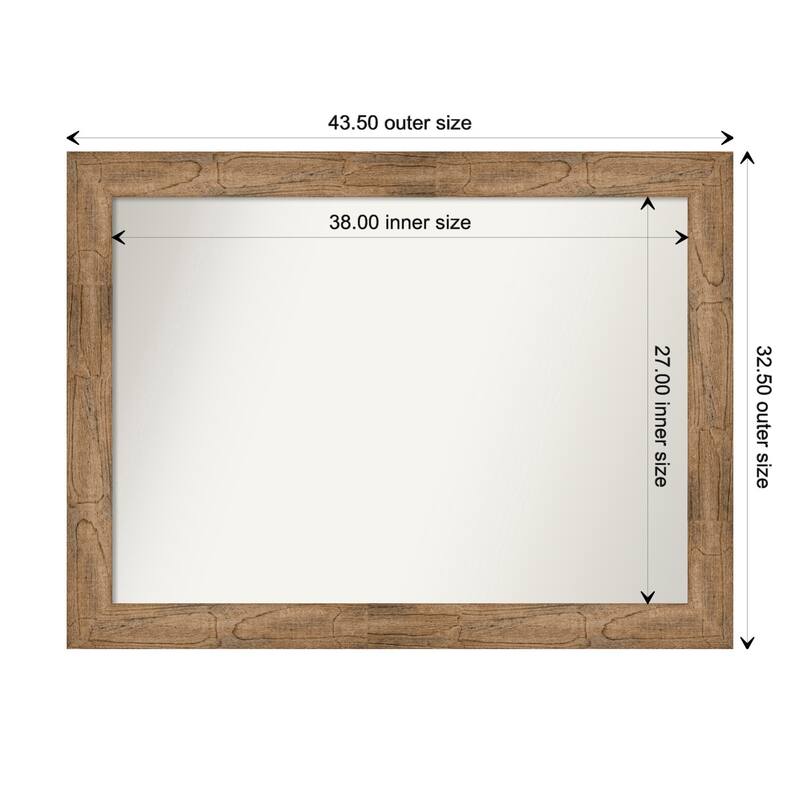 Owl Brown Framed Non-Beveled Custom Wall Mirror, Bathroom Vanity Mirror - Outer Size: 43.5 x 32.5