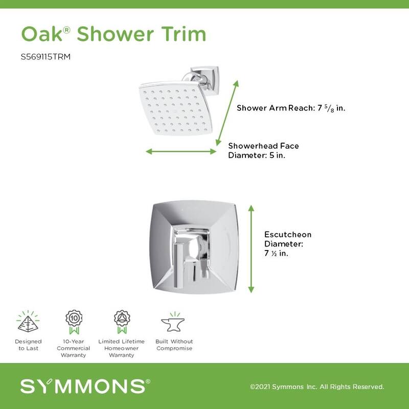 Symmons S569115TRM Oak Shower Only Trim Package with 1.5 GPM Single