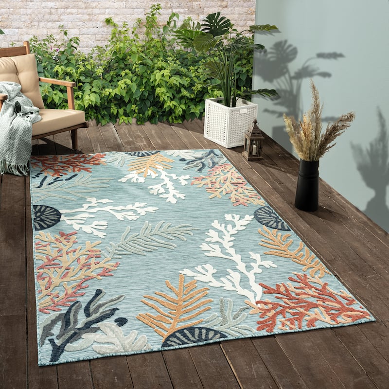 Sevita Coral Reef Textured Coastal Indoor/Outdoor Area Rug