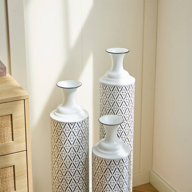 Home Decorated Floor Metal Vases (Set of 3)