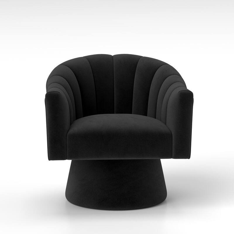 SEYNAR Modern Glam Velvet Upholstered Round Swivel Accent Arm Barrel Chair for Living Room Set of 2