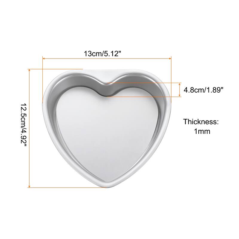 Heart Shaped Cake Pan with Removable Loose Bottom Aluminum Baking Pan - Silver - 5"