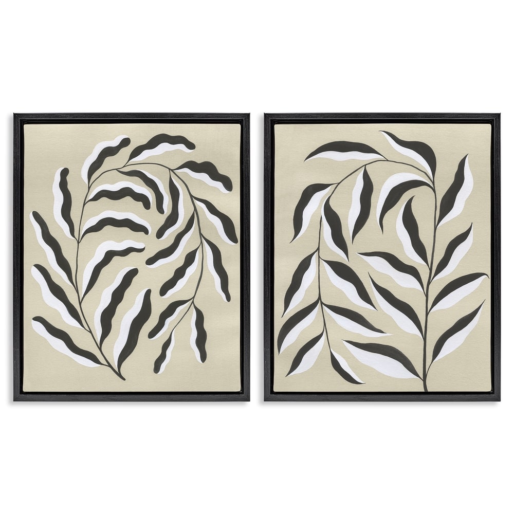 Stupell Midcentury Mod Botanicals Framed Floater Canvas Wall Art Design By Grace Popp (Set of 2)