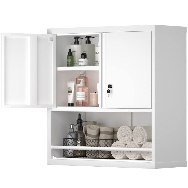 2 Doors Metal Storage Cabinet Kitchen Pantry Cabinet With Adjustable Shelves Tall Steel Cabinet Locker