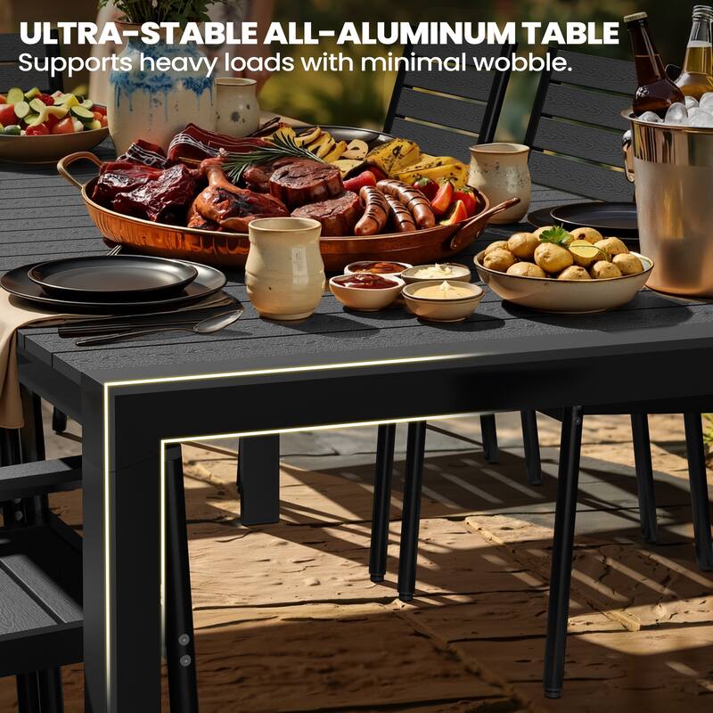 Pellebant Premium Outdoor Patio Aluminum Dining Table with Umbrella Hole