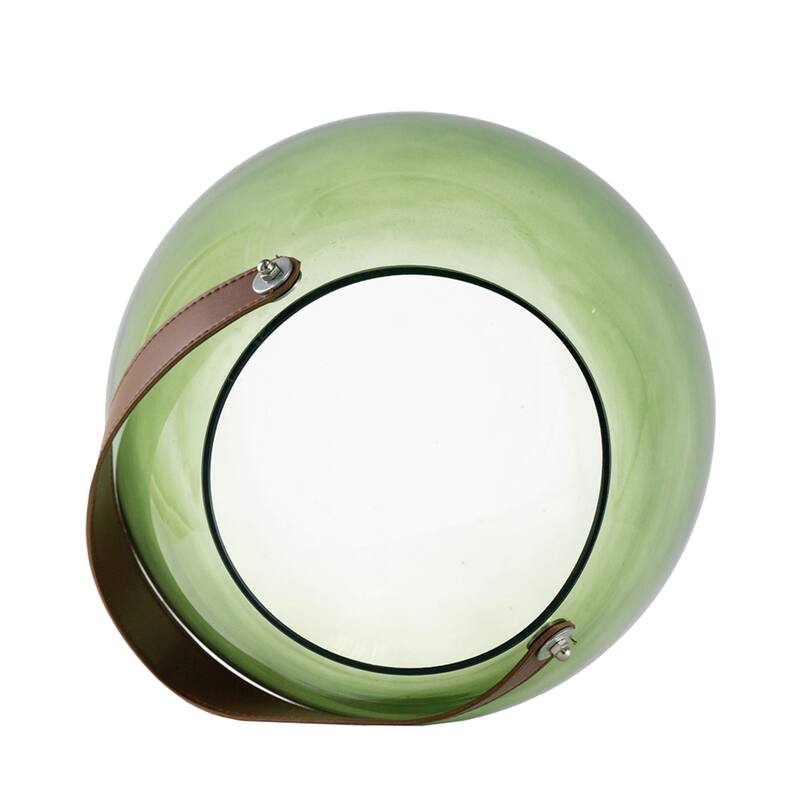 A&B Home 10inch Green Glass Vase with Leather Handle Bed Bath