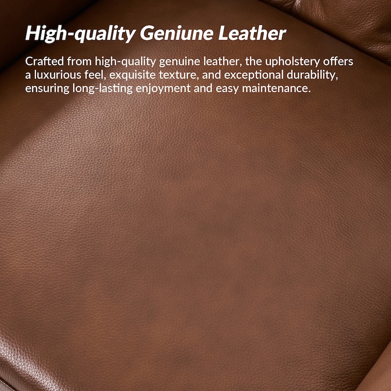 Burt Traditional Genuine Leather Accent Chair with Tufted Wing Back by HULALA HOME