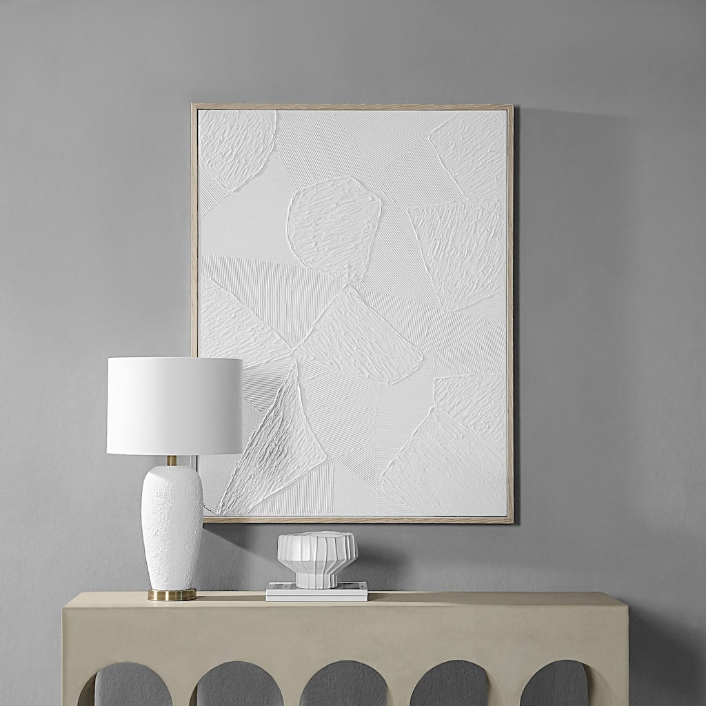 Renwil Cairns Canvas Wall Art with White Oak Frame