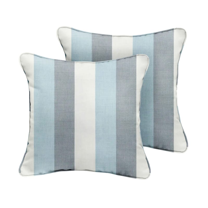 Sorra Home Sunbrella Outdoor Corded Pillow Set of 2 - Sunbrella - Direction Dew - 20 in H x 20 in W x 6 in D