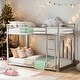 preview thumbnail 19 of 25, Modern Convenient Design Twin Over Twin Metal Bunk Bed,Low Bunk Bed With Ladder, Silver